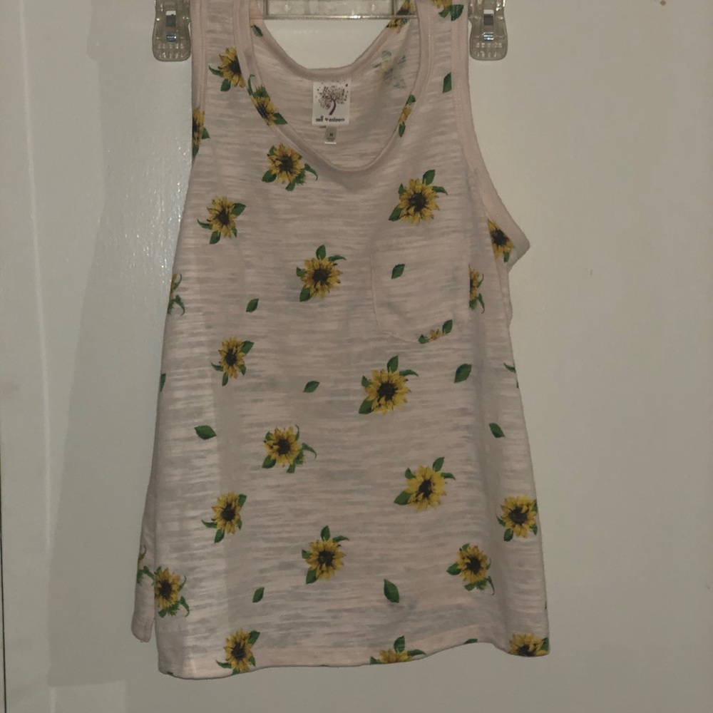 Pink top with yellow flowers